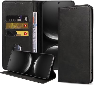 Geschikt voor Huawei Nova 14 Telefoonhoesje Kunstleer met Magnetische sluiting en Pasjeshouder Bookcase met Klepje - Walletcase with Cardslot - Zwart - Smartphonica geschikt voor Huawei Nova 14