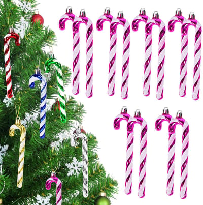 Dailygoods- Kerstboomversiering 12 Stuks - Zuurstokken - Binnen/Buitendecoratie - Kunststof - Duurzaam - 12,5 cm Hoog - Kerstdecoratie