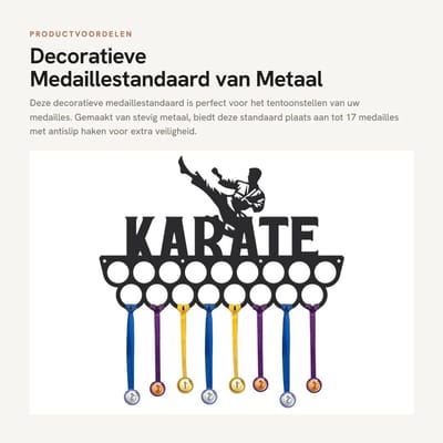 Dailygoods - Decoratieve Medaillestandaard van Metaal met 17 Antislip Haken