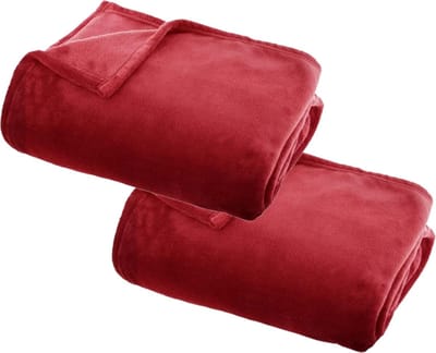 Atmosphera Plaid deken - 2x - rood - polyester - 125 x 150 cm - Bed/bankdeken - Fleece plaid - Lekker warm