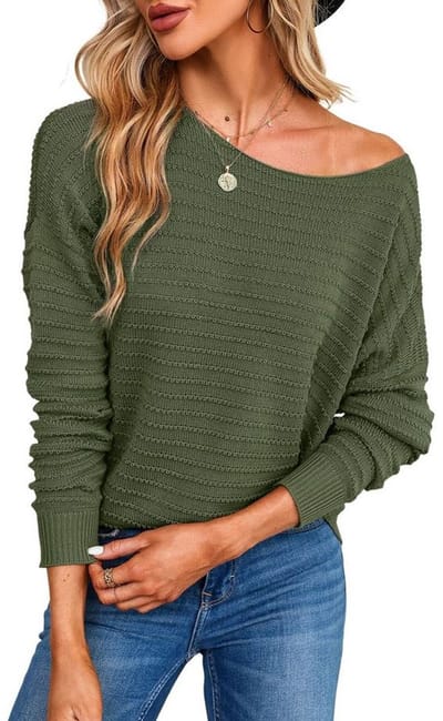 Dokotoo Dames Casual Pullover Trui – Oversized Batwing Mouwen – Gebreide Sweater – Lange Mouwen – Comfort Fit - Groen - Maat XXL