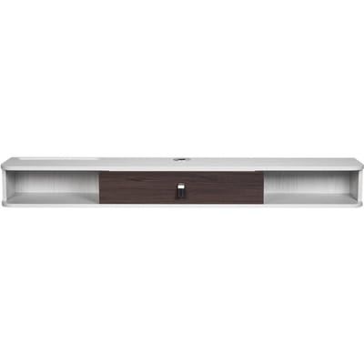 Zwevende TV-standaard 55 inch Entertainmentcentrum Stroom met Kabelgat Wit