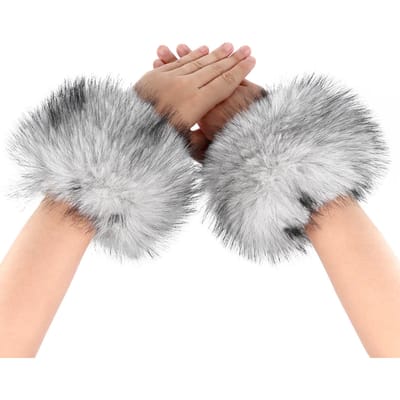 Nepbont Polsbanden Winter Bontachtige Armwarmers Voor Halloween Dagelijkse Cosplay Feest Kostuum Accessoires One Size white