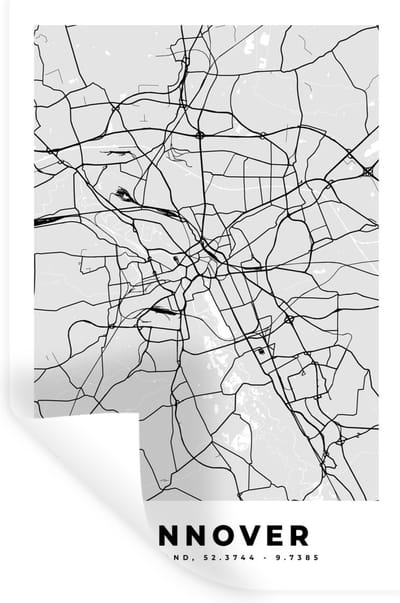 Muurstickers - Sticker Folie - Hannover - Stadskaart - Plattegrond - Duitsland - Kaart - 20x30 cm - Plakfolie - Muurstickers Kinderkamer - Zelfklevend Behang - Zelfklevend behangpapier - Stickerfolie