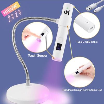 Nageldrogerlamp - 9W LED (Krachtig) - Touch Sensor Lamp- Wit - Draadloze lamp - Oplaadbare lamp-Geschikt voor Cat Eye-Gelnagels - Polygel - Buildergel - Nageldroger - Top Coat Nageldroger - Acrylnagels -UV/LED Lamp - Tafel Nageldroger - Nagellamp
