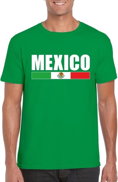 Groen Mexico supporter t-shirt voor heren - Mexicaanse vlag shirts S