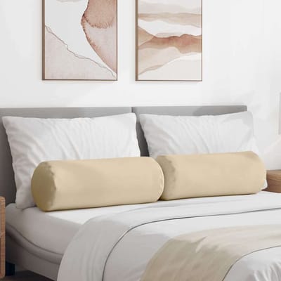 vidaXL Bolster Kussens 2 stuks Crème Ø 25 x 70 cm Microvezel Stof