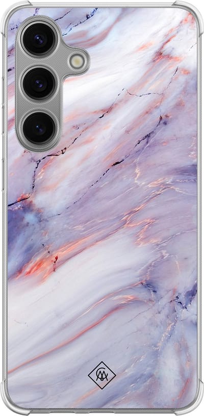 Casimoda® hoesje - Geschikt voor Samsung Galaxy S24 - Marmer Paars - Shockproof case - Extra sterk - TPU/polycarbonaat - Roze, Transparant
