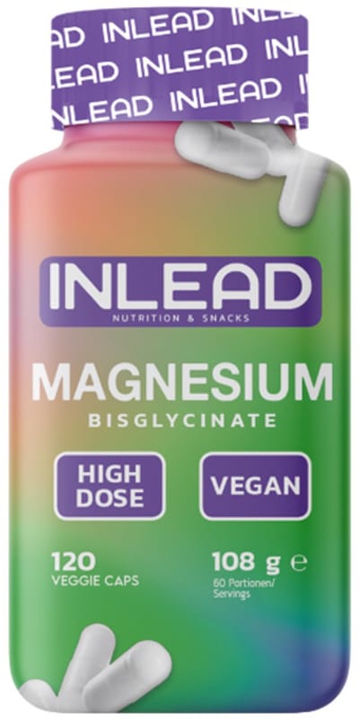 Inlead Nutrition & Snacks - Magnesium Bisglycinate - 120 caps - 60 servings - 1540mg Magnesium Bisglycinaat - Made in Germany - Vegan - Magnesium - Magnesium Bisglycinaat - Magnesium tabletten -
