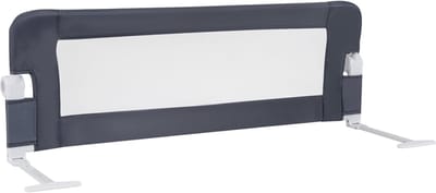 COSTWAY Bedhekje inklapbaar, bedbeschermingshek met verstelbare riemen, afneembare en wasbare stoffen hoes, één-klik-vouw, valbescherming, 180 graden opvouwbaar, voor kinderbed, boxspringbed (grijs,