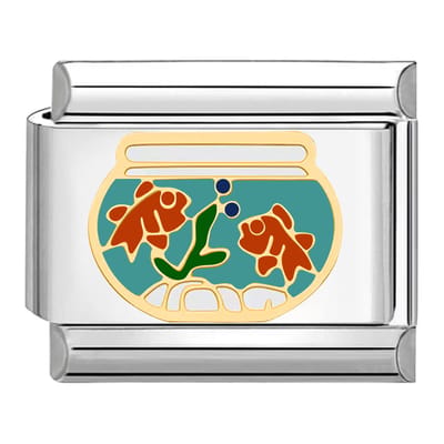 Quiges - Schakel - Bedel - 9mm - charms - Aquarium - Geschikt voor - armband - Schakelarmband - italy bedels armband