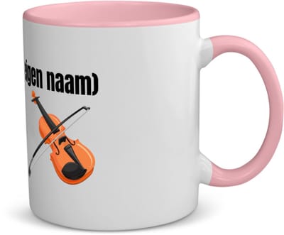 Akyol - viool met eigen naam koffiemok - theemok - roze - Viool - muziek liefhebbers - iemand die houdt van violen - verjaardag - cadeau - kado - geschenk - 350 ML inhoud