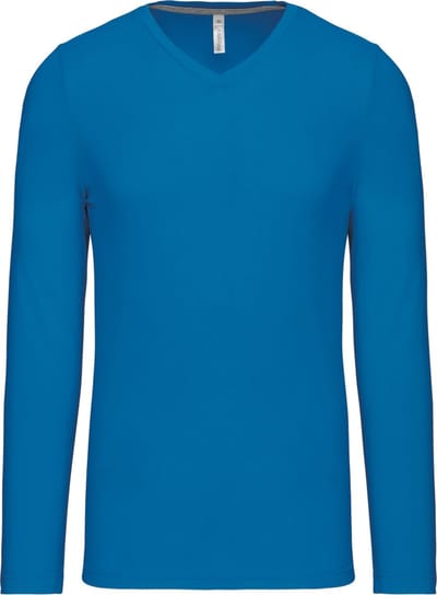 Kariban T-shirt V-hals lange mouwen K358 - Tropical Blue - 3XL