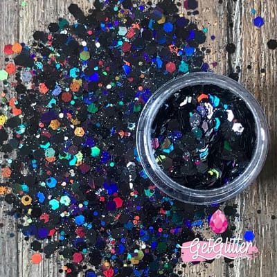 GetGlitterBaby® - Biologische / Biologisch afbreekbare Zwarte Chunky Festival Glitters voor Lichaam en Gezicht / Biodegradable Face Body Jewels - Zwart / Black