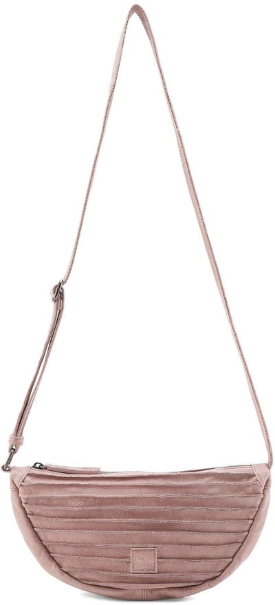 FREDsBRUDER Leren Schoudertas Riffel Halfmoon Bag Powder Rose Oud roze