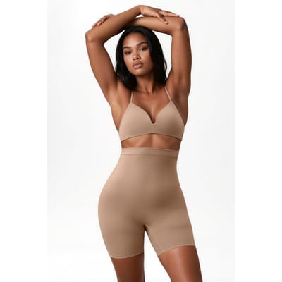 Premium naadloze hoge taille shorts tot halverwege het bovenbeen shapewear