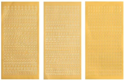 Dailygoods- Lijm Multifunctioneel - Alfanumerieke Sticker - Decoratieve Sticker - PVC - 3 Stuks - Gouden Stickers - Geschikt voor Foto's