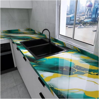 Keukenfolie Marmerlook - Zelfklevend Behang - Werkblad Bekleden - Waterproof en Afwasbaar - 3.3 Meter - Grijs