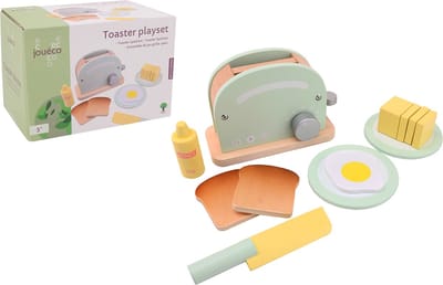 Jouéco Speelset Toaster Junior 18,5 X 13 Cm Hout 6-delig