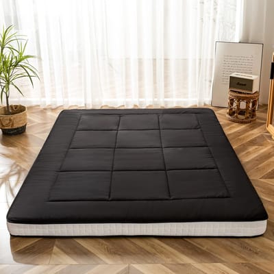 Futon matras - Vloermatras slaapkussen - Logeren slapen - Extra dik opvouwbaar - 190x90x10 cm - Zwart