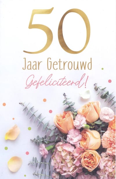 Wenskaart 50 jaar Getrouwd - Gefeliciteerd - Prachtige luxe dubbele kaart met envelop Huwelijk - Gratis verzonden - D17306