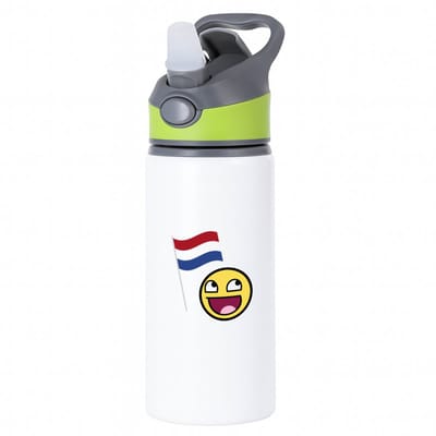 Hacebo® - Nederlandse vlag smiley waterfles met rietje groen - Nederland - Nederlanders - boeren - verjaardagscadeau - kado - water fles - 650ML