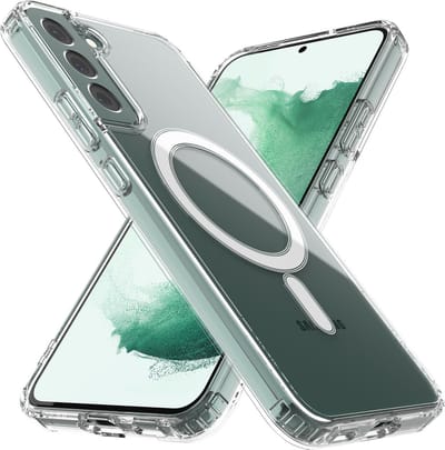 Samsung S22 Plus Hoesje Transparant - met Oplaadfunctie Hoesje Galaxy S22 Plus Shockproof case hoesje doorzichtig - met Oplaadfunctie hoes oplader hoesje Doorzichtig -Samsung S22 Plus Hoesje met Oplaadfunctie Case