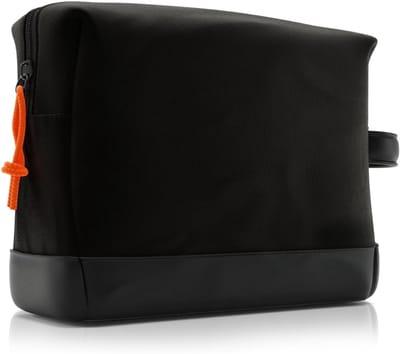 Famanu – Toilettas voor Dames - Heren & Kinderen - Stijlvolle Design Cosmetische Tas van Duurzaam Premium Canvas & Vegan Leer - Waterdicht Met 5 Liter Ruimte (Zwart)