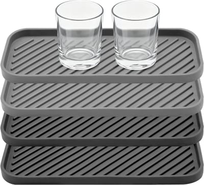Set van 4 Keukenafvoermatten, Siliconen Organizer voor Sponsen, Borstels en Zeep (Zwart, Grijs)
