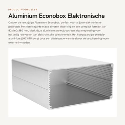 Dailygoods - Aluminium Econobox - Elektronische Projectdoos - Split Type - Mat Zilver - DIY Aluminium Box - Geschikt voor Elektronica - 80x160x180mm