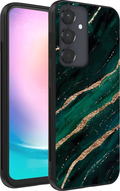 Smartphonica Telefoonhoesje voor Samsung Galaxy A24 4G met marmer opdruk - TPU backcover case marble design - Groen Goud geschikt voor Samsung Galaxy A24 4G