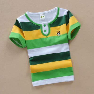 Jongens Korte Mouw T-shirt Meisjes Kinderkleding Katoen 0-15 Jaar Klein Medium Groot Gestreept Nep Twee Delig Zomerjurk 120cm white