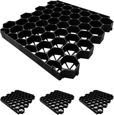 Grasroosters - set van 4 - 4x50x50 cm - zwart