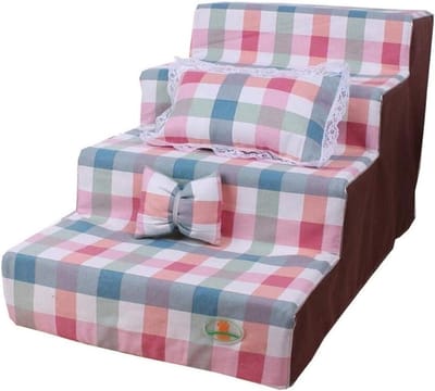 Huisdiertrap - Hondentrap Kattentrap - Huisdieren Klimmen - 4 Stevige Treden - 80x40x40cm - Kleurrijk