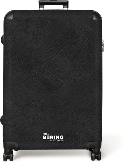 NoBoringSuitcases.com® - Koffer groot - Reiskoffer lichtgewicht - Lederen look zwart - Rolkoffer met 4 wielen - Grote trolley XL - 98 liter bagage