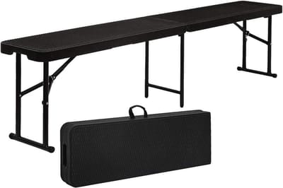 Weerbestendige Inklapbare Bierbank voor Tuin - Rotan Look - 184x30x43 cm