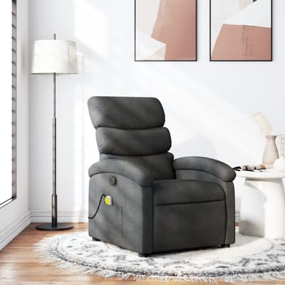 vidaXL Massagestoel in donkergrijze stof
