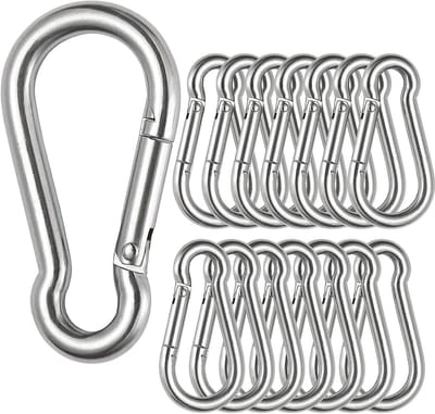 Unyqoos® Set van 12 roestvrijstalen karabijnhaken voor veelzijdig gebruik thuis en buiten