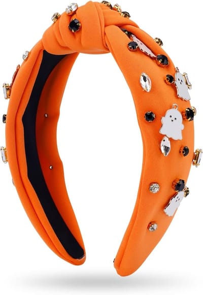 Halloween Hoofdband met Prachtige Strass Steentjes en Kristallen Spookje - Haaraccessoire voor Vrouwen, Perfect voor Kostuumfeesten en Verjaardagen