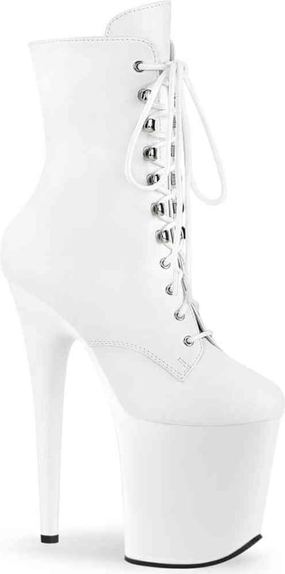 Pleaser - FLAMINGO-1020 Plateau Laarzen, Paaldans schoenen - US 7 - 37 Shoes - Wit