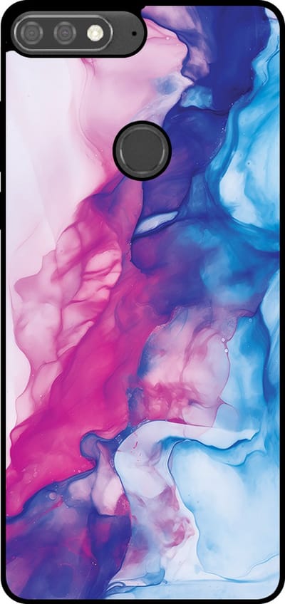 Smartphonica Telefoonhoesje Geschikt voor Huawei Y7 Prime (2018) met Roze Blauw Marmer Opdruk - TPU Backcover Case Rose Blue Marble Design geschikt voor Huawei Y7 (2018)