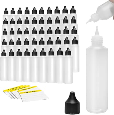 Oputec 50x 250 ml druppelflessen – PE doseerflessen – levensmiddelveilig + etiketten