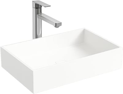 Wastafel Rechthoekig - Waskom Modern - Badkamer Inrichting - Minerale Hars - 30x50x11CM - Mat Wit