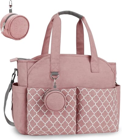 Famanu - Babyluiertas, 13 vakken, reis-luiertas, hengseltas, draagbare babytas met fopspeenvak, grote opbergruimte voor alle babyaccessoires, roze