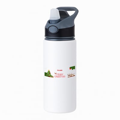 Hacebo® - Kerst merry christmas met eigen naam waterfles met rietje zwart - Kerstmis - Kerst beker - winter - kerst - christmas - kerst cadeau - water fles - 650ML