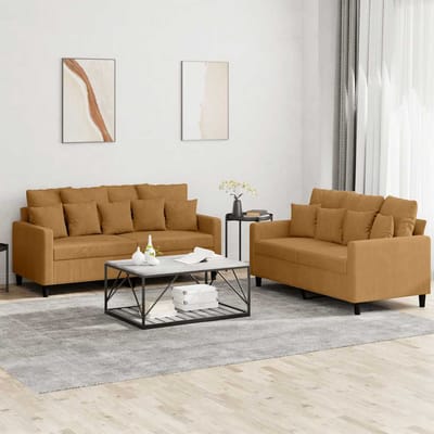 vidaXL - 2-delige - Loungeset - met - kussens - fluweel - bruin