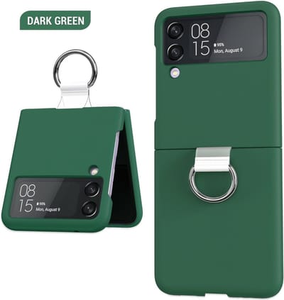 Hoesje Geschikt Voor Samsung Galaxy Flip 5 hoesje zacht siliconen met Ring Pine Groen - Galaxy Flip 5 Silicone hoesje Liquid backcover