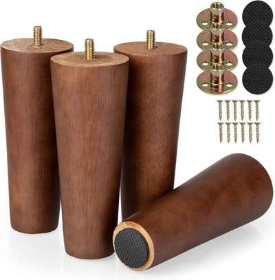 Houten meubelpoten - Vervangende poten - Meubels opknappen - Inclusief bevestigingsmateriaal - 15.5 cm - Bruin