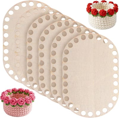 Ovale mandbodems voor haken, 6 stuks, 10 x 6,5 cm, ideaal voor handtassen, manden en breiaccessoires, perfect voor decoraties en creatief knutselen