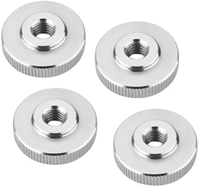 Set van 4 SOTECH M8 kartelmoeren, roestvrij staal V2A (SS304), vlakke vorm, DIN 467, metrische kartelmoeren met gekartelde zijkanten.